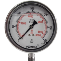 HYDRAULIC GAUGE 600BAR/ 8500PSI  DIAL(2.5''), (4'')