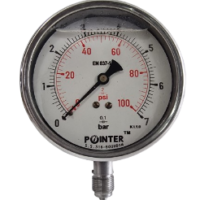 SS PRESSURE GAUGE 7BAR/100PSI BOTTOM CONNECTION DIAL (2.5''),(4'')