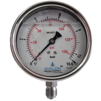 SS PRESSURE GAUGE 10BAR/150PSI BOTTOM CONNECTION DIAL (2.5''),(4'')