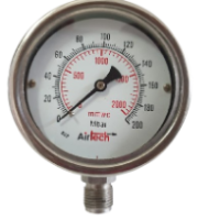 MILLIBAR PRESSURE GAUGE 200BAR 2000MMWC DIAL 4'' BOTTOM CONNECTION 1/2BSP