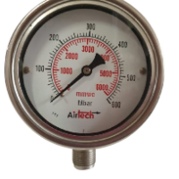 600 Bar Millibar Pressure Gauge 4” Bottom Connection ½” BSP